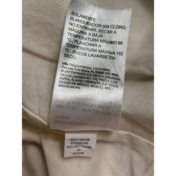 Chico’s Textured Blazer Jacket Womens Size 3 US 16 Natural Cream Cotton Casual - Picture 4 of 7